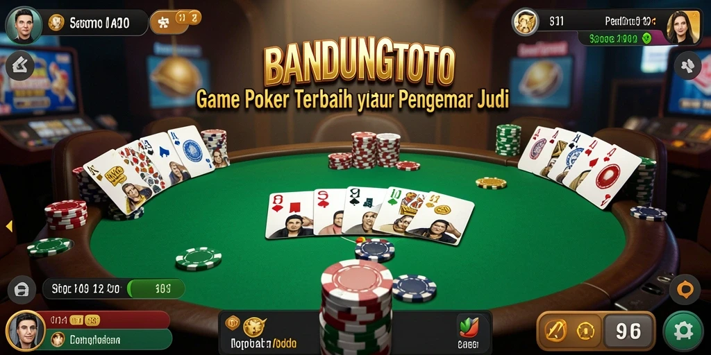 Tampilan gameplay BANDUNGTOTO dengan pemain poker aktif.