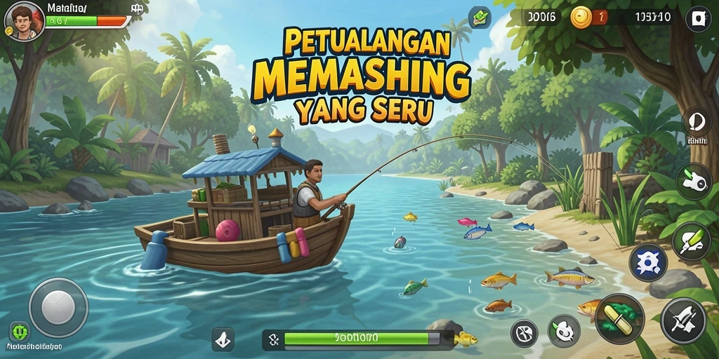 Screenshot gameplay D06 dengan aksi memancing yang mendebarkan.