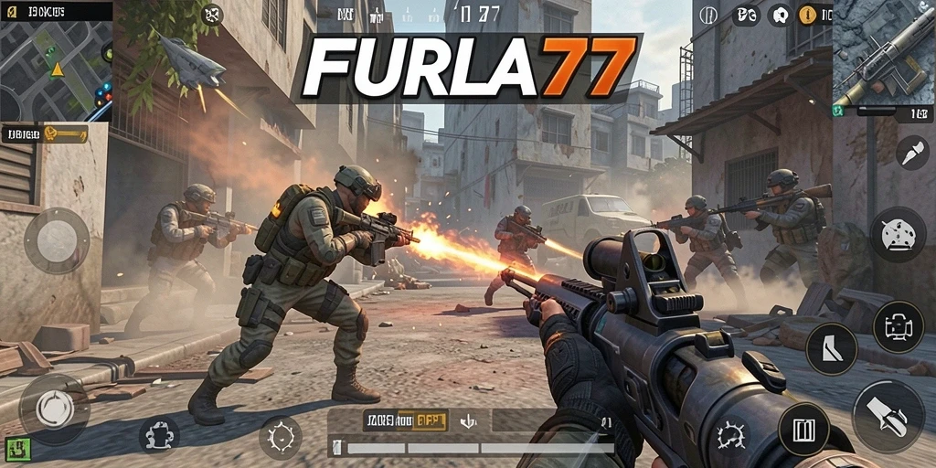Screenshot gameplay FPS FURLA77 yang menegangkan.