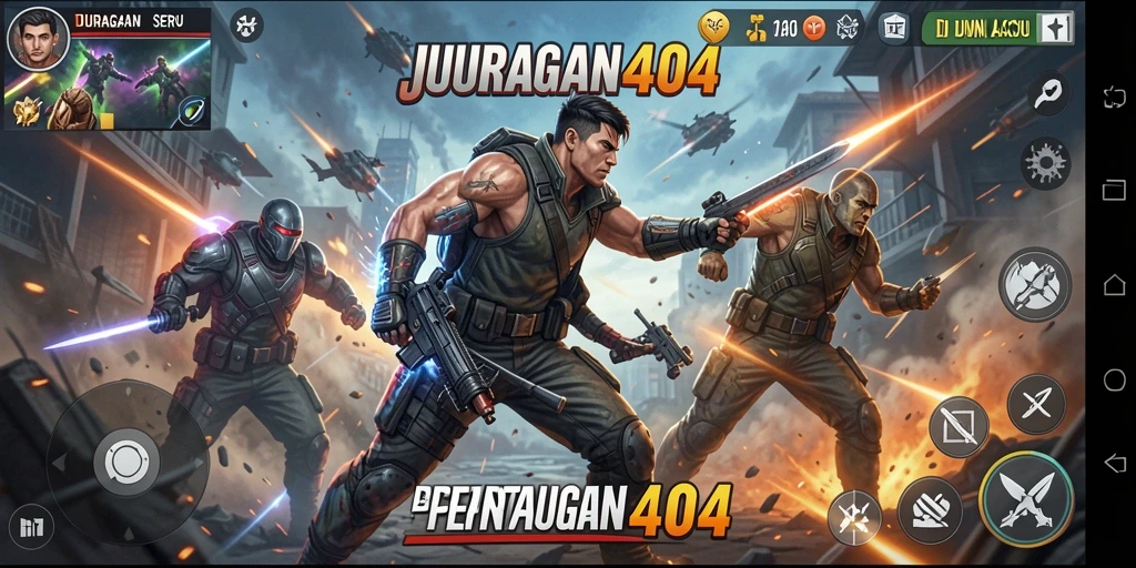 Tampilan gameplay mendebarkan di JURAGAN404 dengan aksi cepat.
