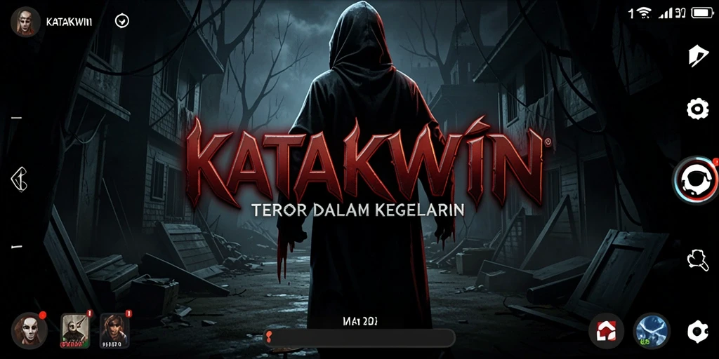 Screenshot utama KATAKWIN menampilkan suasana misterius dan menegangkan saat bermain.